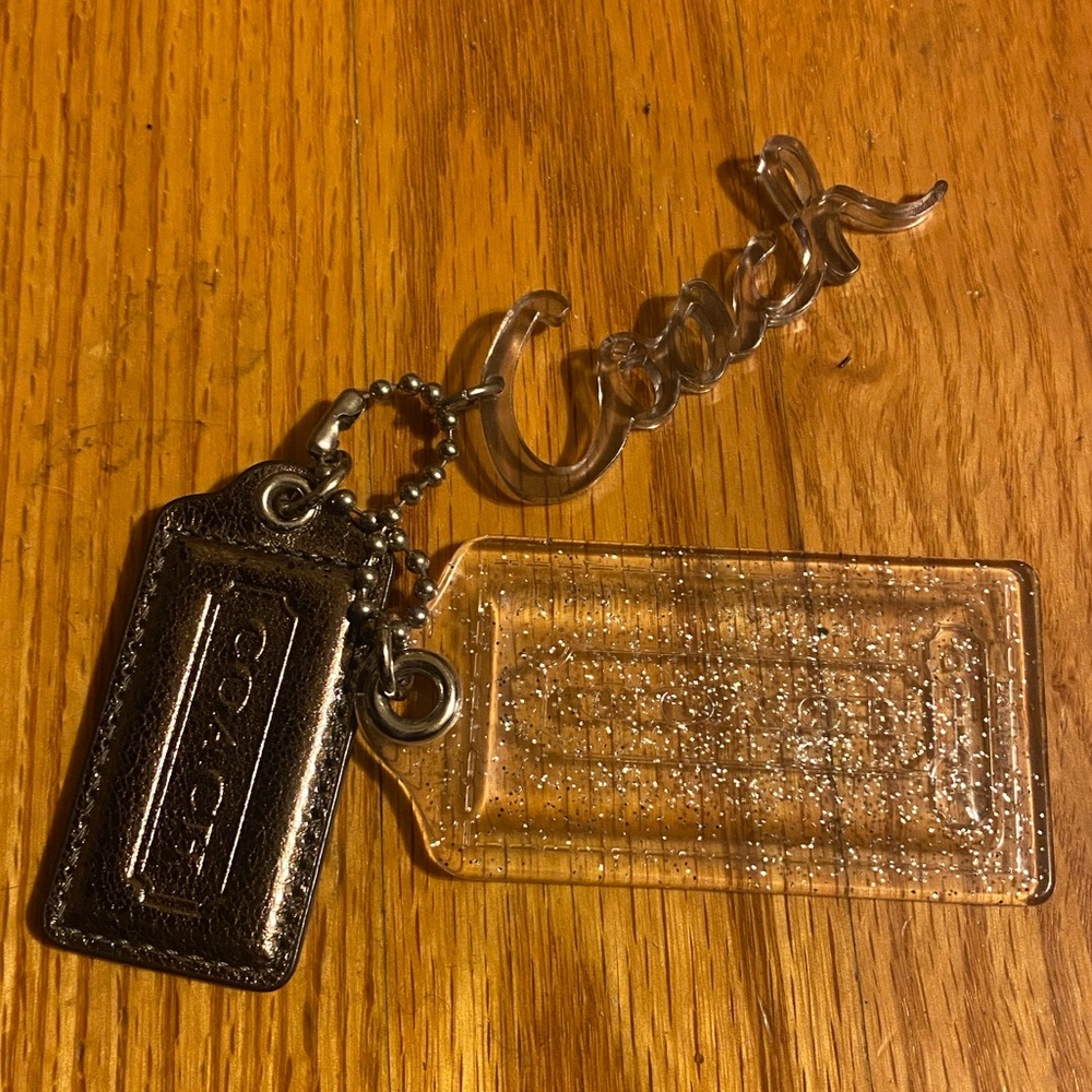 Coach Poppy Graffiti Clear Glitter/Gun Metal Y2K 3 Piece HangTags/Key Chan EUC